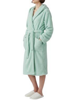 POTTERYBARN TEEN Mint Green Fleece Robe Size XS -- SUPER DUPER CUTE & COMFY!
